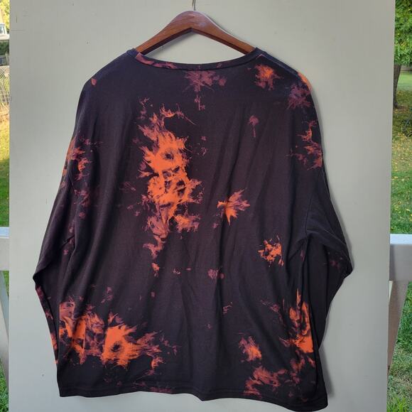 Spooky Vibes Ghost Halloween T Shirt Size L Black Short Sleeve Bleach Dyed Hanes - Picture 5 of 5